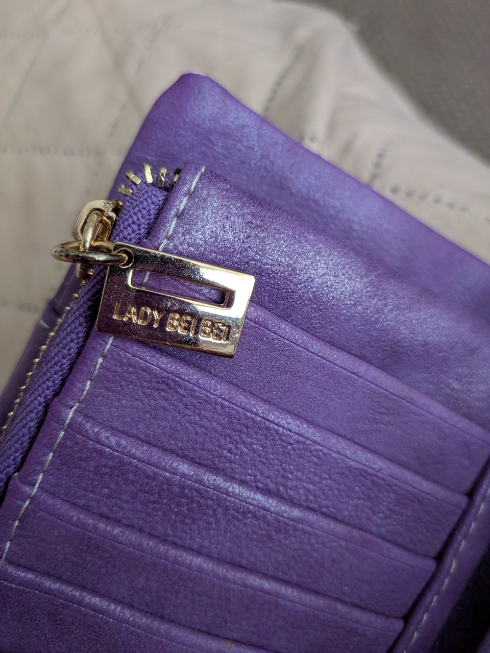 Lady Bei Bei Purple Leather Card Wallet